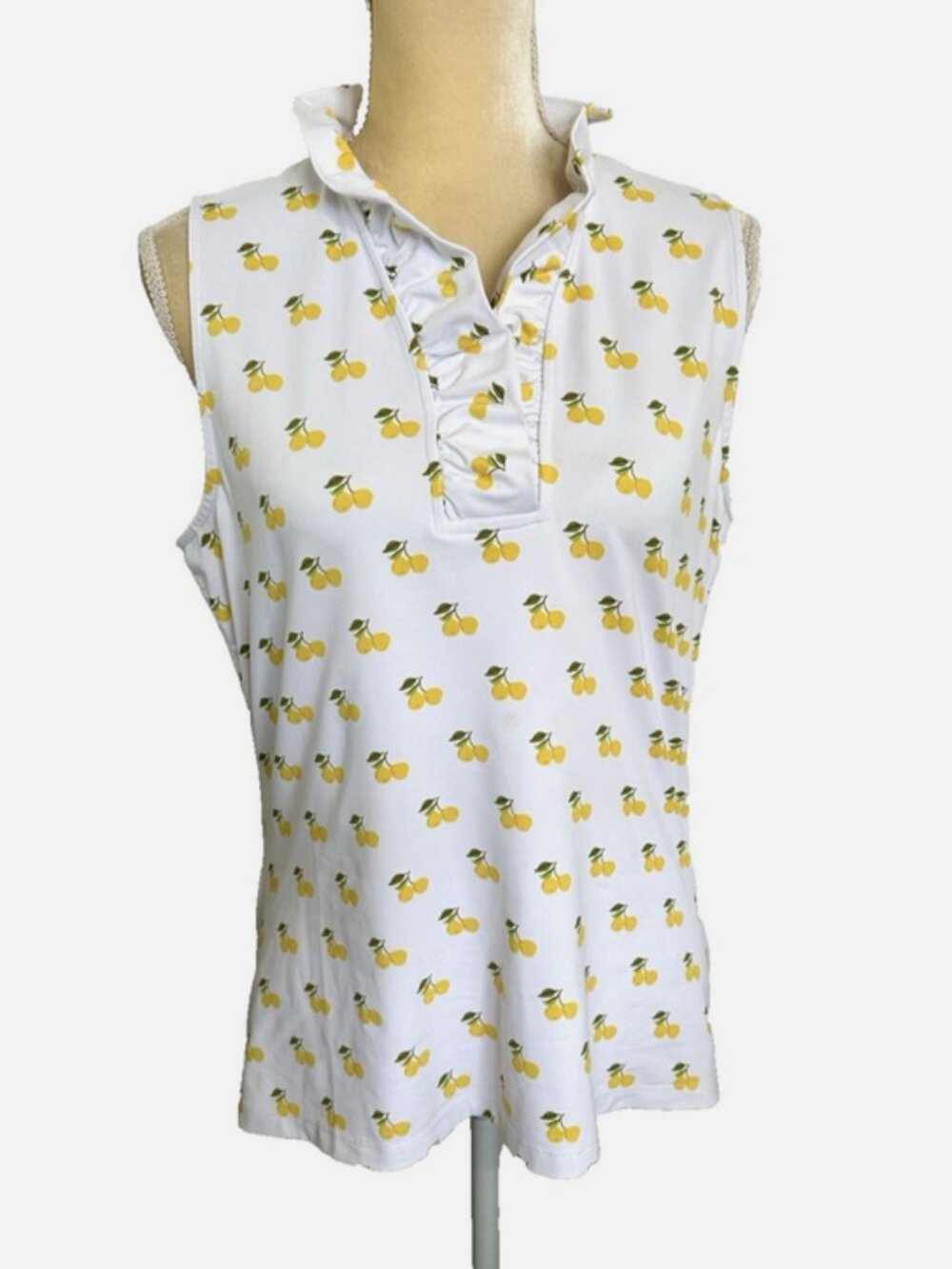 J. MCLAUGHLIN Catalina Cloth Lemon Print Large Ruffle Tank Top